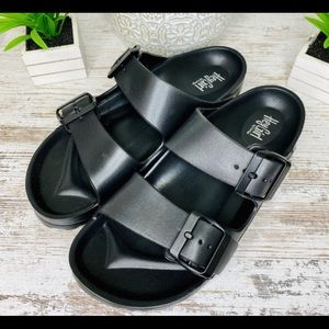 Corkys Hey Girl Black Slip On Sandal Size 9